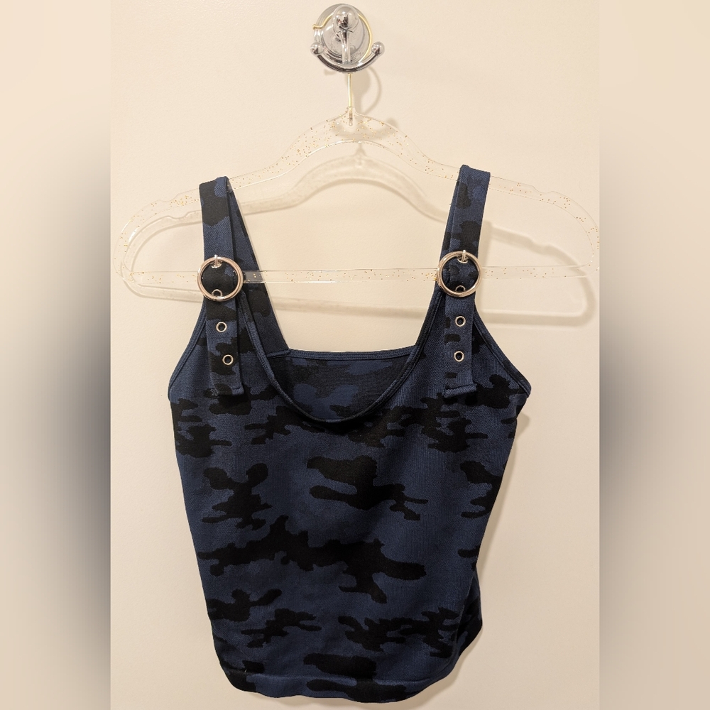Suzette Camo Crop Top with Ring Detail